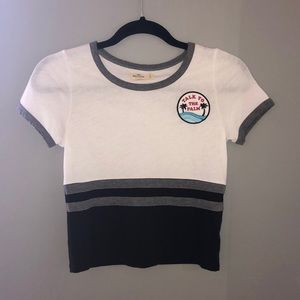 White and Grey Crop T-Shirt